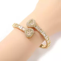 Baguette coração manguito pulseira micro palhado bling cúbico 6mm - Smartshopstores Boutique