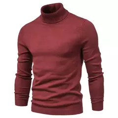 Suéter de gola alta grosso, masculino, pulôver casual, monocromático, alta qualidade - comprar online