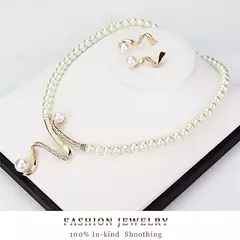 Conjunto de joias, elegante, festa de casamento, colar de pérolas