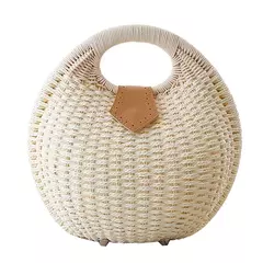 Bolsas Rattan Shell para Feminino, Tote Redonda Pequena Casual na internet