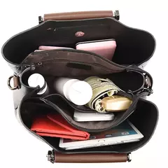 Imagem do Bolsas de luxo de couro macio bolsas femininas designer 3 camadas ombro crossbody
