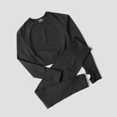 Imagem do Conjunto de roupas femininas para prática esportiva, kit sem costura para ioga