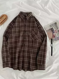 Camisa Xadrez Oversized Feminina, Moda Coreana - loja online