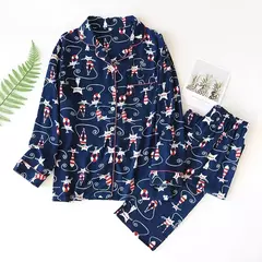 Primavera/verão novo 100% viscose pijama de calça e blusa manga comprida - comprar online
