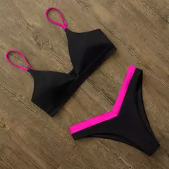 Conjunto de biquíni brasileiro sexy para mulheres, maiô push up, monocromátic