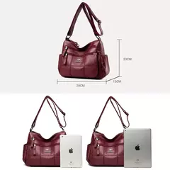 Bolsas de luxo de couro macio bolsas femininas designer 3 camadas ombro crossbody - loja online