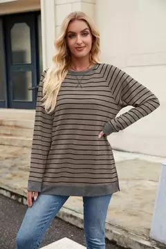 Camisa Feminina Casual de Manga Comprida Sólida Elegante Túnica - loja online