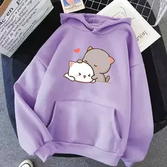 Casaco grande com estampa kawaii feminina, capuz, roupa unissex - loja online