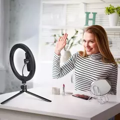 Ring Light LED regulável para selfies com tripé, luz quente e fria - comprar online