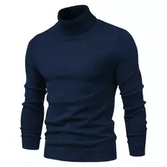 Suéter de gola alta grosso, masculino, pulôver casual, monocromático, alta qualidade - comprar online