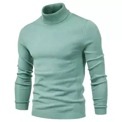 Suéter de gola alta grosso, masculino, pulôver casual, monocromático, alta qualidade - comprar online