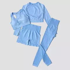 Conjunto de roupas femininas para prática esportiva, kit sem costura para ioga