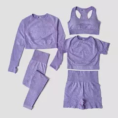 Imagem do Conjunto de roupas femininas para prática esportiva, kit sem costura para ioga