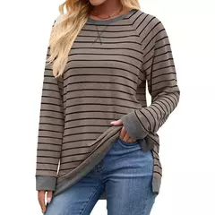 Camisa Feminina Casual de Manga Comprida Sólida Elegante Túnica na internet