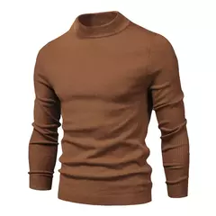 Suéter de gola alta grosso, masculino, pulôver casual, monocromático, alta qualidade