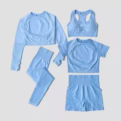 Conjunto de roupas femininas para prática esportiva, kit sem costura para ioga na internet