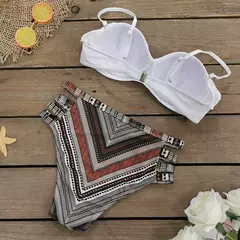 Biquíni feminino sexy com estampa de folhas, roupa de banho - loja online