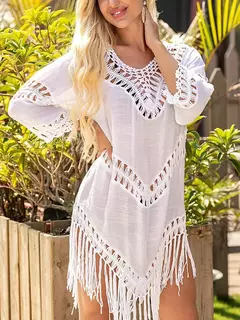 Saida de praia roupa de banho sexy crochê - loja online