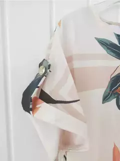 Vestido casual sexy com estampa tropical, manga curto, elegante - comprar online