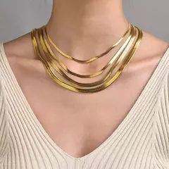 Moda quente unissex cobra corrente feminina colar gargantilha de aço inoxidáve - comprar online