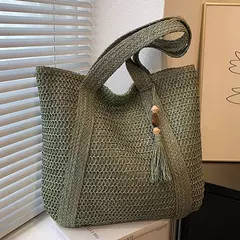 Elegante bolsa de tecido, bolsa casual praia, alça superior, grande capacidade - loja online