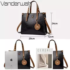 Bolsa de couro vintage para mulheres 3 camadas, bolsa casual para senhoras, bols na internet