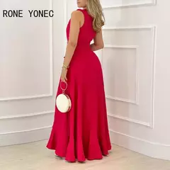 Vestido Maxi Bodycon com decotes V profundo