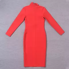 Vestido manga longa profundo decote em v sexy - comprar online
