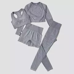 Imagem do Conjunto de roupas femininas para prática esportiva, kit sem costura para ioga
