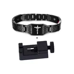 Pulseira magnética masculina, fibra de carbono, saúde e energia, 12mm - loja online