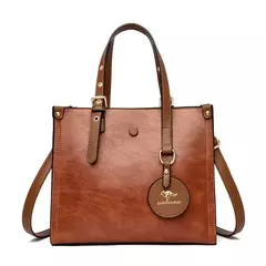 Bolsa de couro vintage para mulheres 3 camadas, bolsa casual para senhoras, bols - loja online