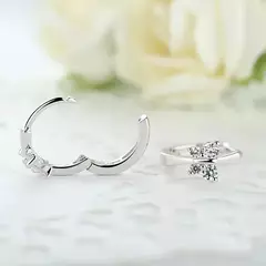 Brincos Luxo, cor prata, Cristal Austríaco - comprar online
