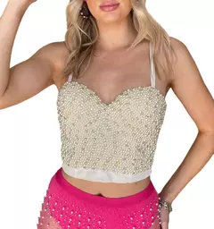 Bustiê topo strass pérolas partywear glitte na internet