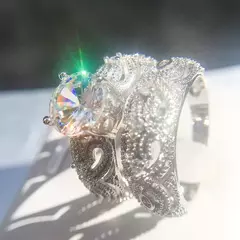 Anel de cristal, prata esterlina 925, Moda luxo - loja online