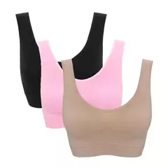 3 peças/set sexy sutiã ativo com almofada removível sem costura, Plus Size Fitness - loja online