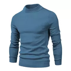 Suéter de gola alta grosso, masculino, pulôver casual, monocromático, alta qualidade na internet
