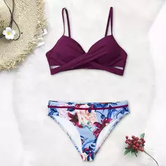 Biquíni floral feminino sexy tanga duas peças - comprar online