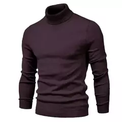 Suéter de gola alta grosso, masculino, pulôver casual, monocromático, alta qualidade - loja online
