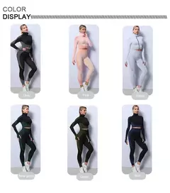 Terno de ioga de manga comprida sem costura para mulheres 3Pçs - Smartshopstores Boutique