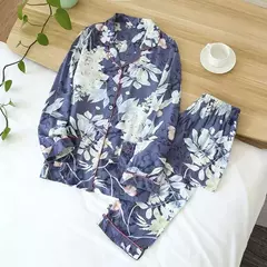 Primavera/verão novo 100% viscose pijama de calça e blusa manga comprida - Smartshopstores Boutique