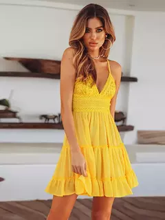 Roupas femininas vestido de verão Renda Sexy Sem Encosto Com Decote Em V na internet