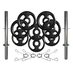 Kit com Barras de Halteres e Anilhas de Ferro Fundido - 12 Kg - comprar online