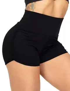 Short Cós Alto Moda Fitness Feminino Academia Preto