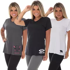 Kit 3 camisetas fitness ajuste seco poliamida tapa bumbum TAM.P-XL - comprar online