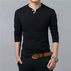 CAMISETA HENLEY CANELADA SLIM FIT MANGA LONGA - loja online