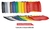Várias opções de cores para cadeiras universitárias plásticas, incluindo preto, branco, vermelho, azul, verde, amarelo, entre outras.
