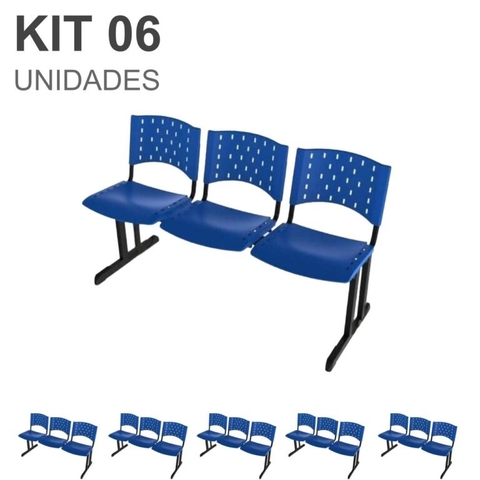 Kit 06 longarinas PLÁSTICAS 03 Lugares – COR AZUL – REALPLAST – 23013