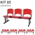 Kit 05 Cadeiras Longarinas PLÁSTICAS 03 Lugares – Cor Vermelho – REALPLAST – 33043