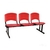 Kit 05 Cadeiras Longarinas PLÁSTICAS 03 Lugares – Cor Vermelho – REALPLAST – 33043 - Central Armazenagem Móveis de Aço e Escritório em Goiânia