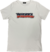 Camiseta branca masculina com estampa da marca Diesel na frente.